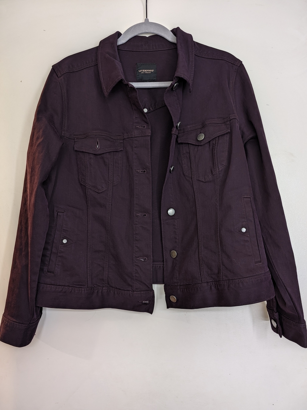 Liverpool Women's Plum Denim Jacket - Deep Purple Button-Front